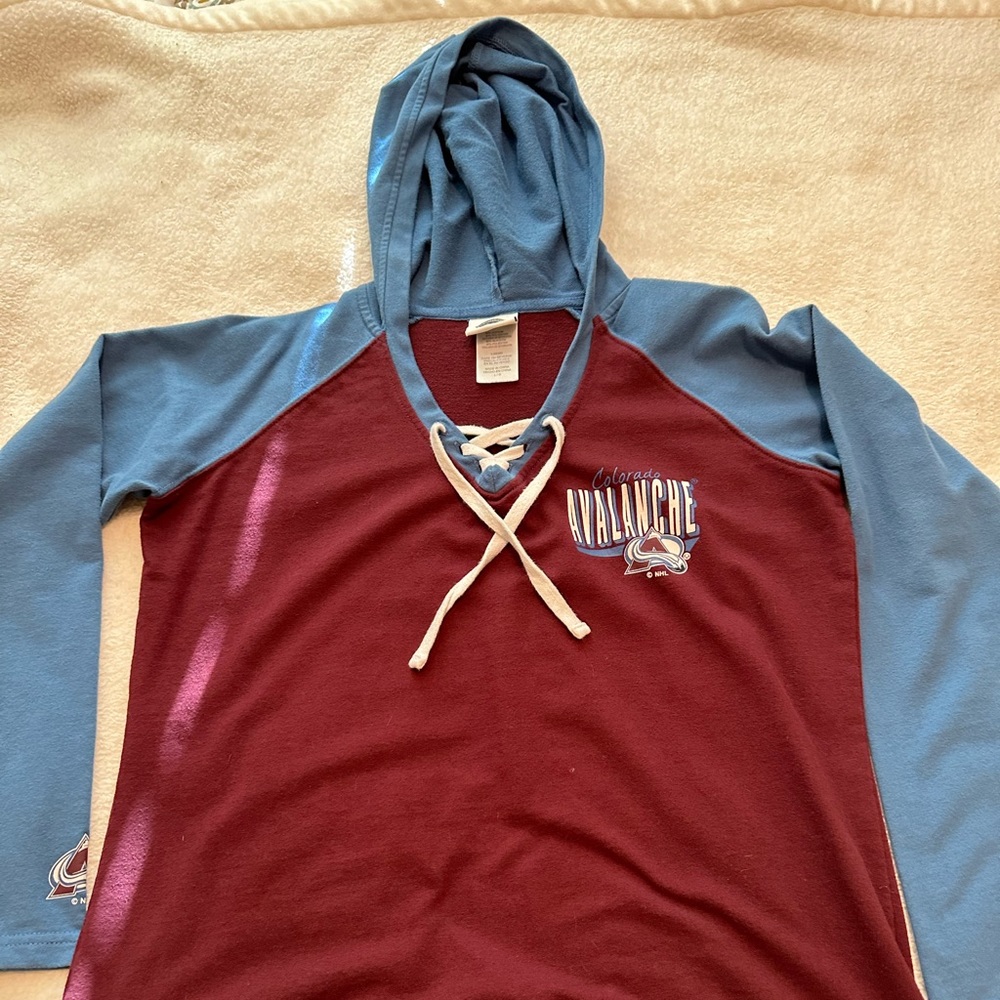 Ladies Avalanche NHL sweater. Size large. Like new condition